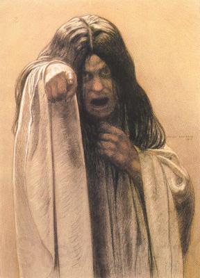 Carlos Schwabe Study for The Wave female figure left of the central figure (mk19)